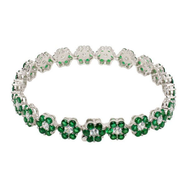  하튼 랩스 Hatton Labs Silver & Green Daisy Tennis Bracelet 241481M142031