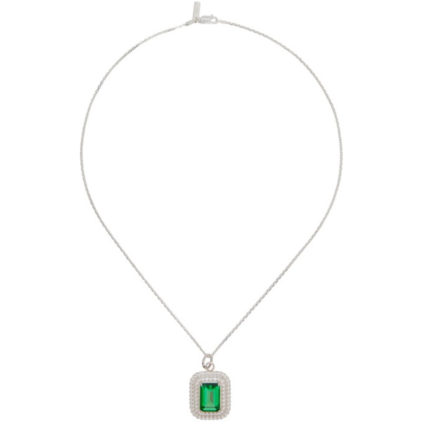  하튼 랩스 Hatton Labs Silver & Green CS Emerald Pendant Necklace 241481M145044