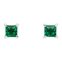 하튼 랩스 Hatton Labs SSENSE Exclusive Silver & Green Princess Cut Stud Earrings 241481M144029