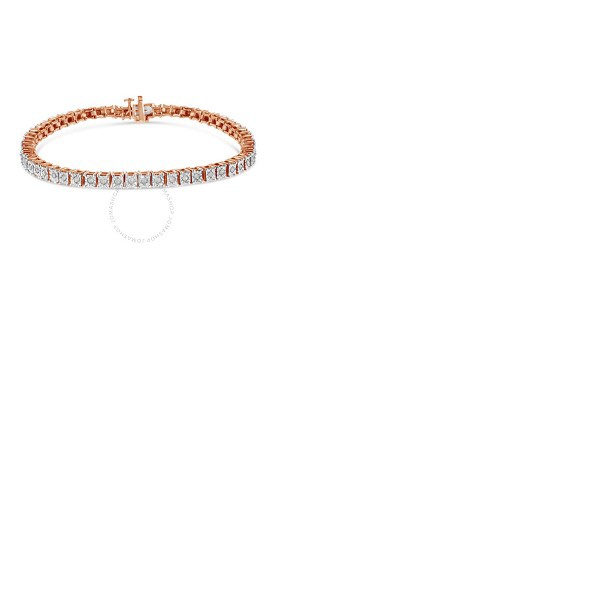  Haus Of Brilliance 10K Rose Gold over .925 Sterling Silver 1.0 Cttw Diamond Square Frame Miracle-Set Tennis Bracelet (I-J Color, I3 Clarity) - 8 017824B800