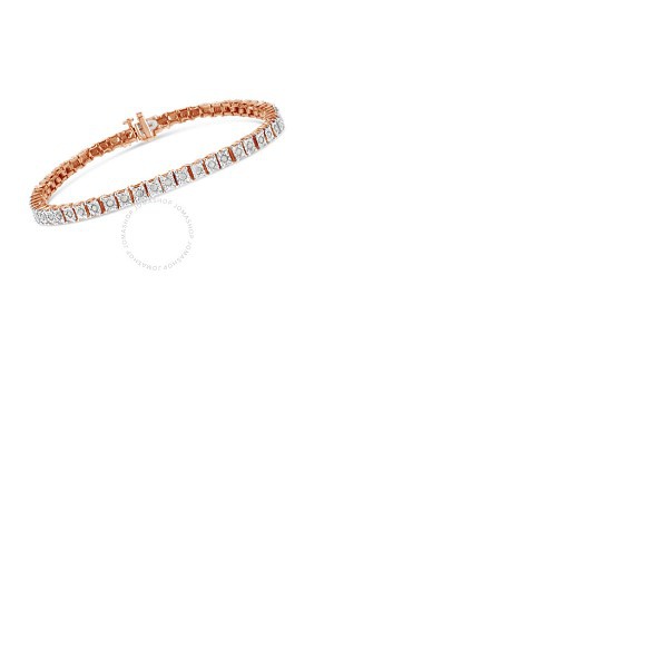  Haus Of Brilliance 10K Rose Gold over .925 Sterling Silver 1.0 Cttw Diamond Square Frame Miracle-Set Tennis Bracelet (I-J Color, I3 Clarity) - 8 017824B800