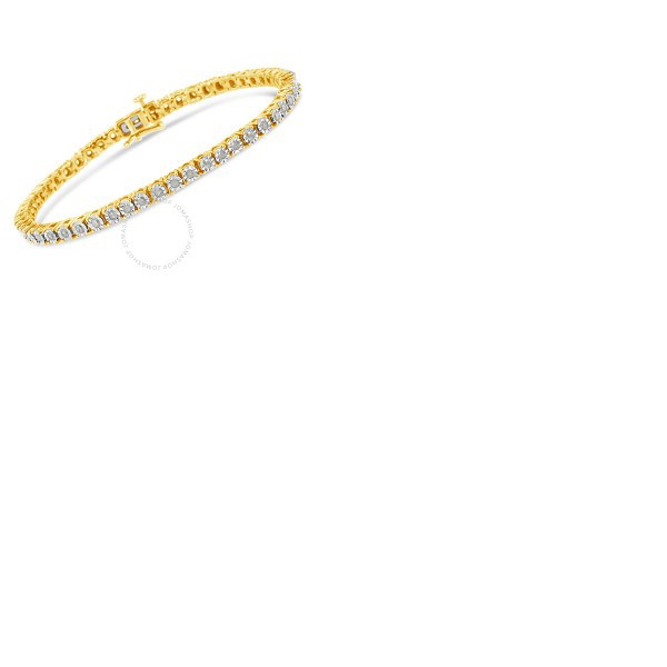  Haus Of Brilliance 10K Yellow Gold Plated .925 Sterling Silver 1.0 Cttw Miracle-Set Diamond Round Faceted Bezel Tennis Bracelet (I-J Color, I3 Clarity) - 8 011250B800