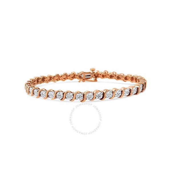  Haus Of Brilliance 14K Rose Gold Plated .925 Sterling Silver 1/10 Cttw Round Miracle Plate S Link Tennis Bracelet -7 018708B700