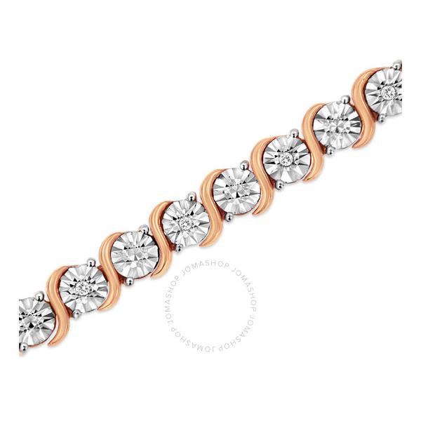  Haus Of Brilliance 14K Rose Gold Plated .925 Sterling Silver 1/10 Cttw Round Miracle Plate S Link Tennis Bracelet -7 018708B700