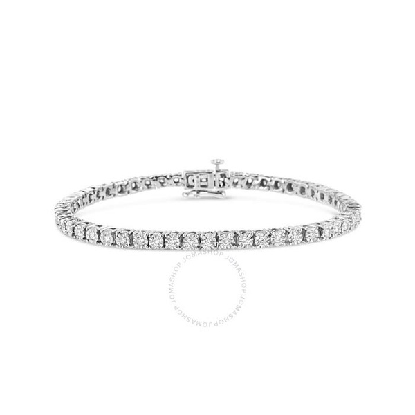  Haus Of Brilliance .925 Sterling Silver 1.0 Cttw Lab Grown Diamond Illusion-Set Miracle Plate Tennis Bracelet 60-7834WLD