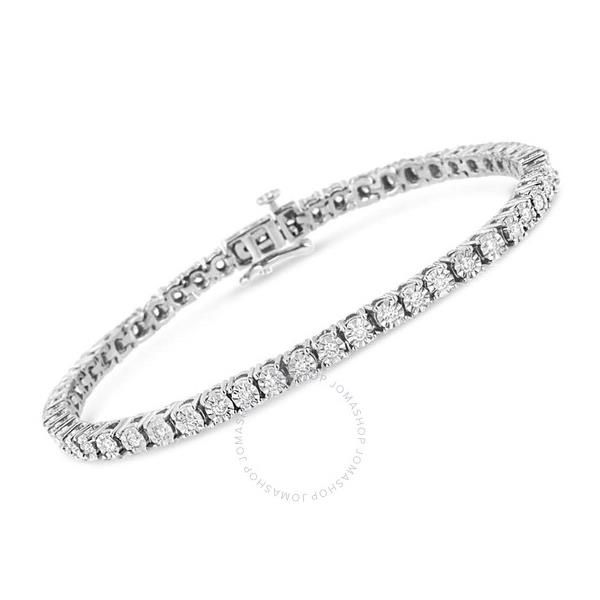  Haus Of Brilliance .925 Sterling Silver 1.0 Cttw Lab Grown Diamond Illusion-Set Miracle Plate Tennis Bracelet 60-7834WLD