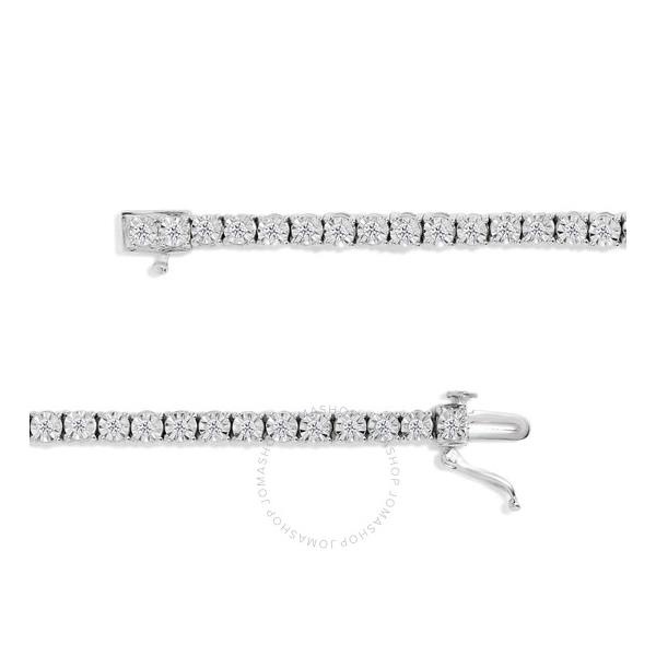  Haus Of Brilliance .925 Sterling Silver 1.0 Cttw Miracle-Set Diamond Round Faceted Bezel Tennis Bracelet (I-J Color, I3 Clarity) - 10 021151B100