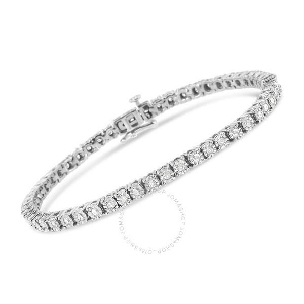  Haus Of Brilliance .925 Sterling Silver 1.0 Cttw Miracle-Set Diamond Round Faceted Bezel Tennis Bracelet (I-J Color, I3 Clarity) - 10 021151B100