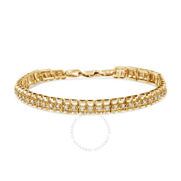  Haus Of Brilliance 10K Yellow Gold Plated .925 Sterling Silver 1/2 Cttw Diamond Double-Link 7 Tennis Bracelet (I-J Color, I3 Clarity) 60-8332YDM
