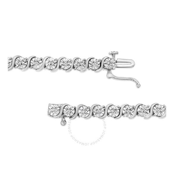  Haus Of Brilliance .925 Sterling Silver 1/10 Cttw Miracle-Set Diamond Round Miracle Plate S Link Tennis Bracelet - 7 018709B700