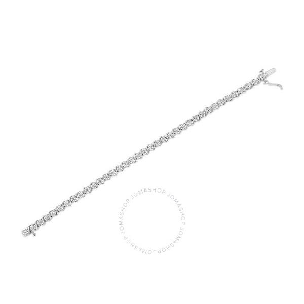  Haus Of Brilliance .925 Sterling Silver 1/10 Cttw Miracle-Set Diamond Round Miracle Plate S Link Tennis Bracelet - 7 018709B700