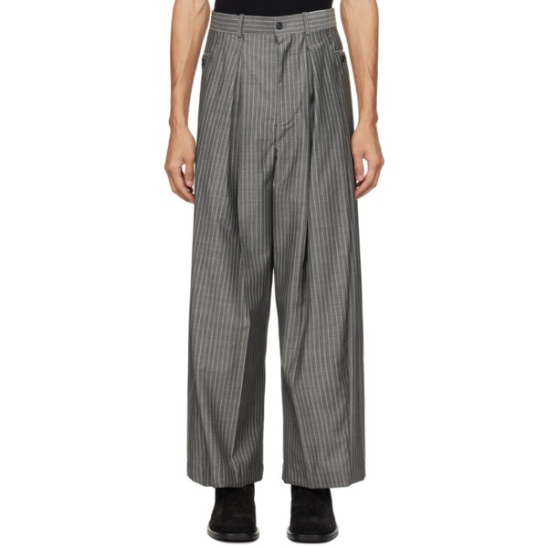  헤드 메이너 Hed Mayner Gray Pinstripes Trousers 241897M191002