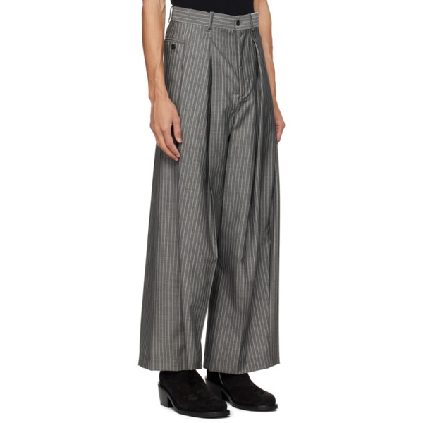  헤드 메이너 Hed Mayner Gray Pinstripes Trousers 241897M191002