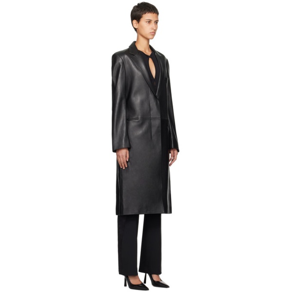  핼무트랭 Helmut Lang Black Tailored Leather Coat 241154F064000