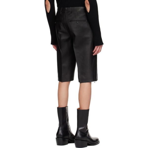  핼무트랭 Helmut Lang Black Creased Leather Shorts 241154M193005