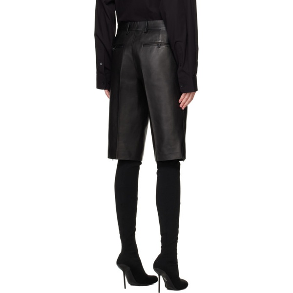  핼무트랭 Helmut Lang Black Straight-Leg Leather Shorts 241154F088004