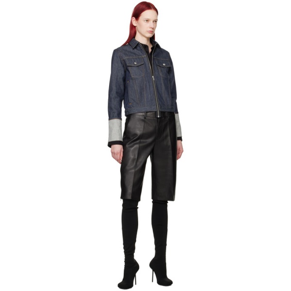  핼무트랭 Helmut Lang Black Straight-Leg Leather Shorts 241154F088004