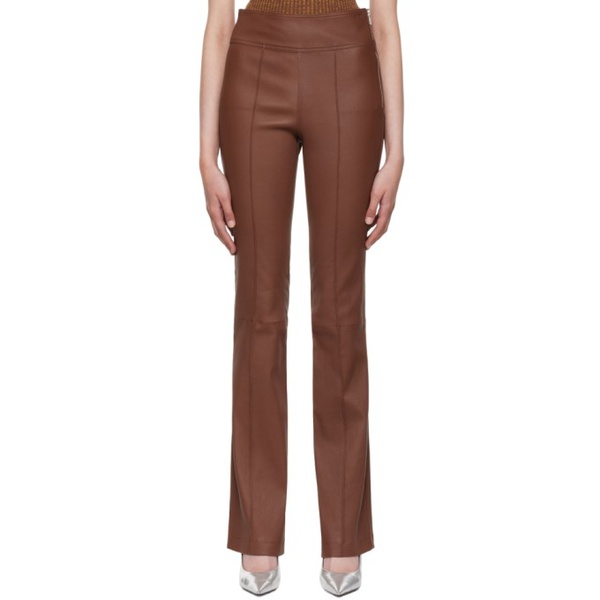  핼무트랭 Helmut Lang Brown Bootcut Leather Pants 222154F084001