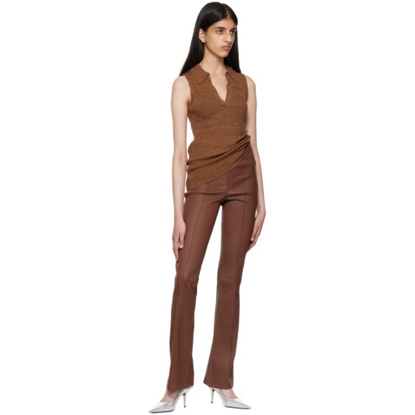  핼무트랭 Helmut Lang Brown Bootcut Leather Pants 222154F084001