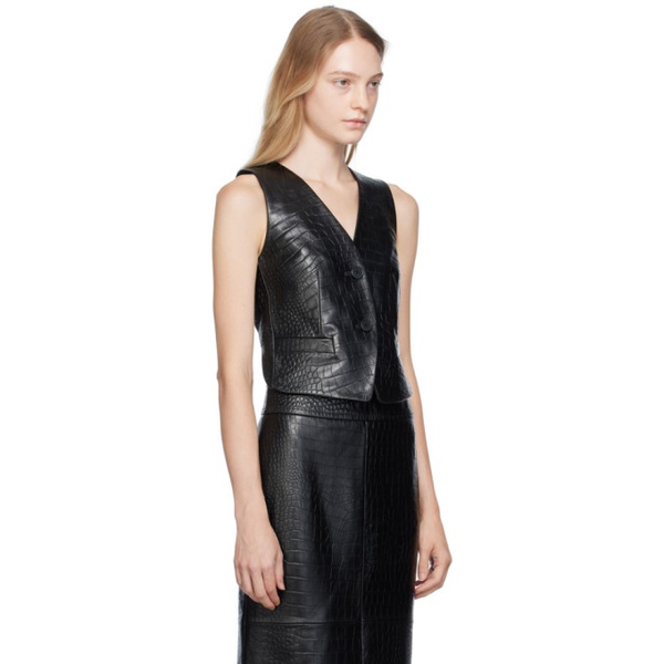  핼무트랭 Helmut Lang Black Embossed Leather Vest 232154F068001