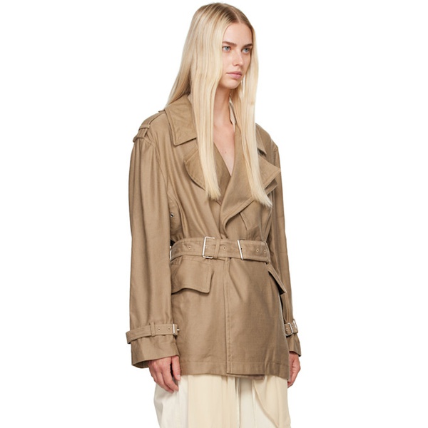  핼무트랭 Helmut Lang Taupe Rider Trench Coat 242154F067000