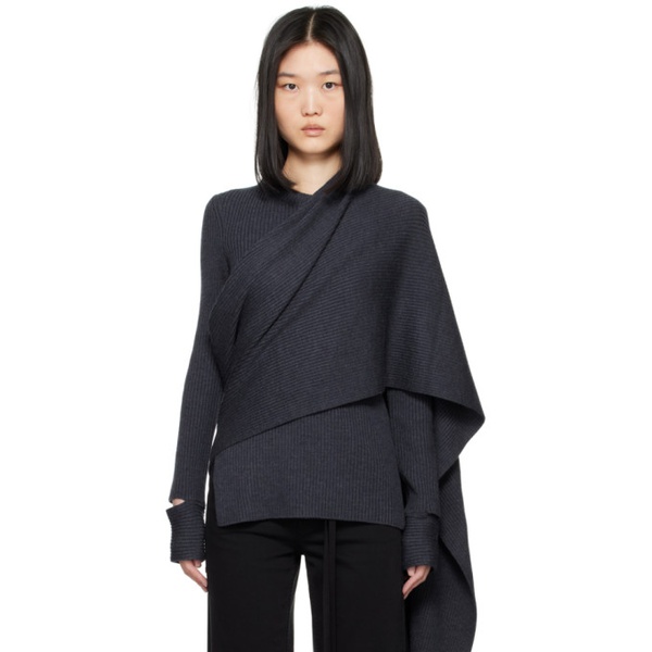  핼무트랭 Helmut Lang Indigo Draped Rib Sweater 242154F096003