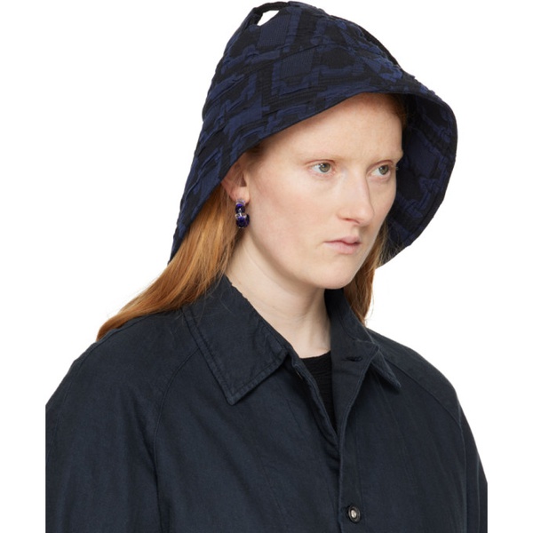  헨릭 빕스코브 Henrik Vibskov Black & Navy Box Fisherman Hat 241392F015000