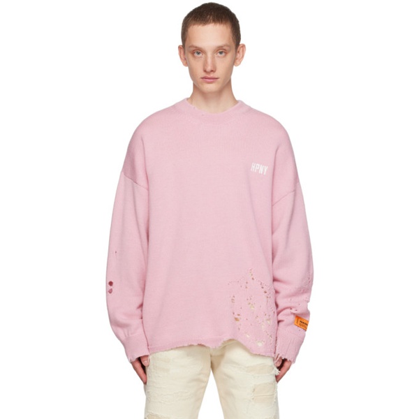  헤론 프레스톤 Heron Preston Pink Shredded Crewneck 232967M201001