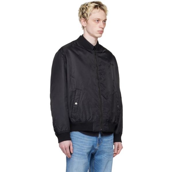  휴고 Hugo Black Water-Repellent Bomber Jacket 231084M175012