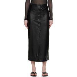 휴고 Hugo Black Buttoned Faux-Leather Midi Skirt 231084F092000