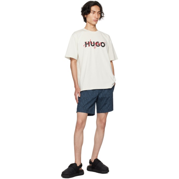  휴고 Hugo Blue Printed Shorts 232084M193011