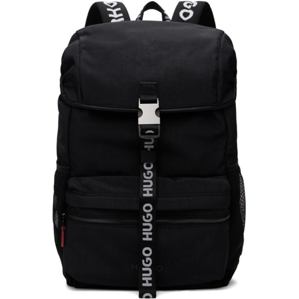  휴고 Hugo Black Logo Webbing Backpack 242084M166007