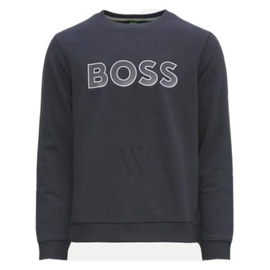 휴고 Hugo Boss Dark Blue Salbo Logo Embroidered Jersey Sweatshirt 50483018-402
