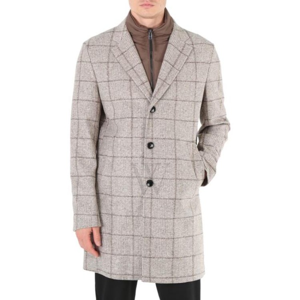 휴고보스 휴고 Hugo Boss MEN'S Medium Beige Slim-Fit Coat With Zip-Up Inner 50484219-260