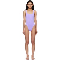 훈자 지 Hunza G Purple Square Neck Swimsuit 242431F105015
