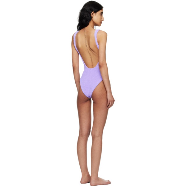  훈자 지 Hunza G Purple Square Neck Swimsuit 242431F105015