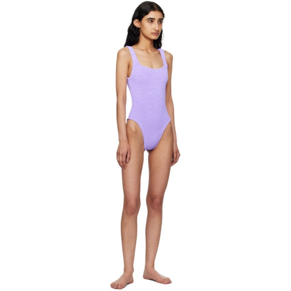  훈자 지 Hunza G Purple Square Neck Swimsuit 242431F105015