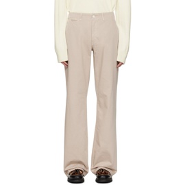 Husbands Taupe Wide High-Waisted Trousers 241525M191002