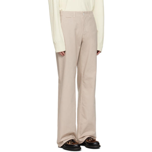  Husbands Taupe Wide High-Waisted Trousers 241525M191002