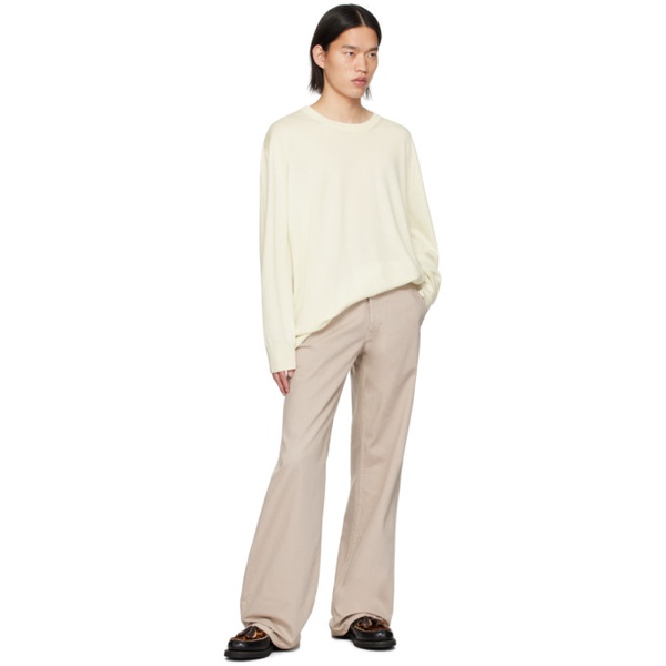  Husbands Taupe Wide High-Waisted Trousers 241525M191002
