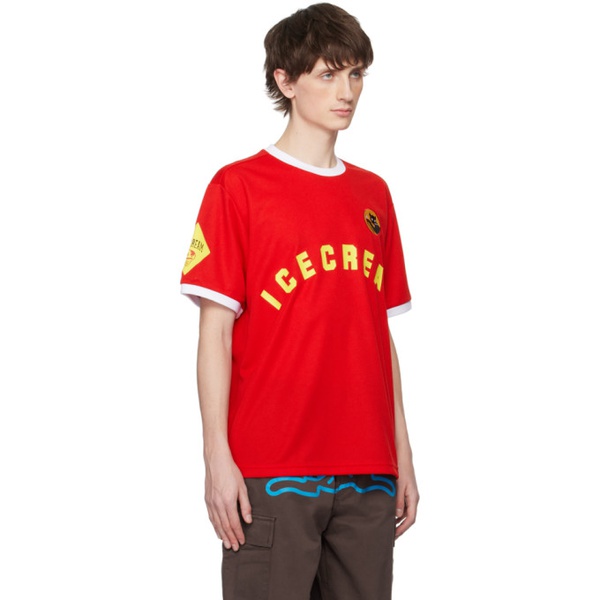  아이스크림 ICECREAM Red Soccer T-Shirt 241108M213027