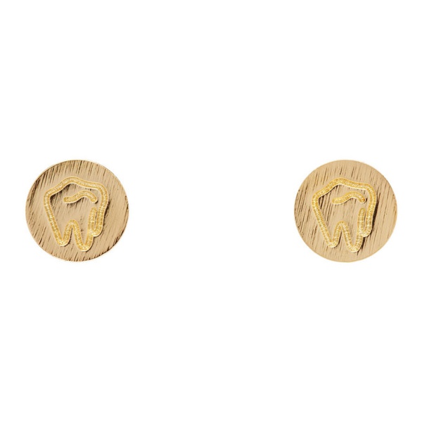  인 골드 위 트러스트 파리 IN Gold WE TRUST PARIS SSENSE Exclusive Gold Logo Cufflinks 221490M143001