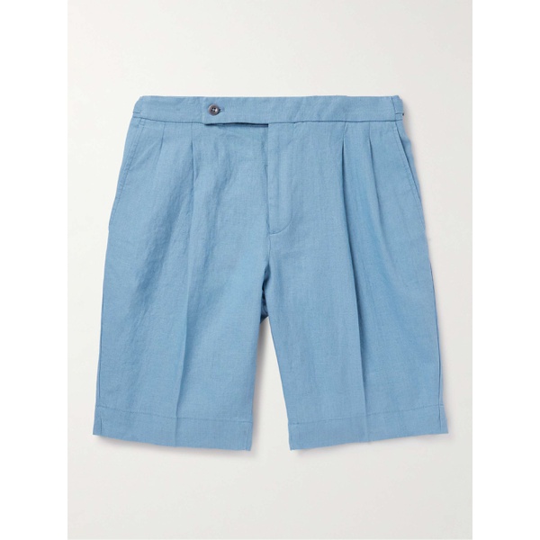  INCOTEX Straight-Leg Pleated Linen Bermuda Shorts 1647597307708154