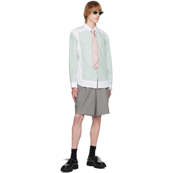  INSATIABLE HIGH SSENSE Exclusive Green & White Inner Striped Charli Shirt 232752M192000