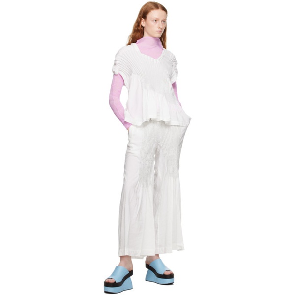  이세이 미야케 ISSEY MIYAKE White Body Imprint Trousers 232809F087003
