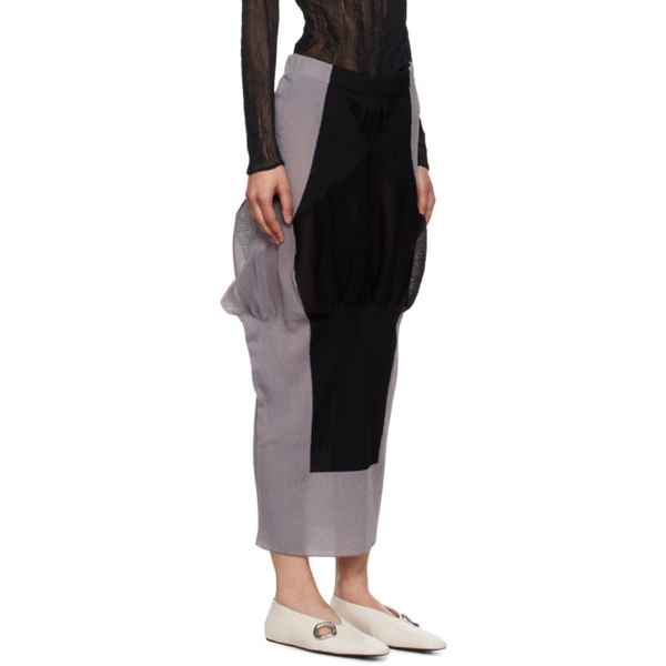  이세이 미야케 ISSEY MIYAKE Gray & Black Shaped Nude Maxi Skirt 242809F093001