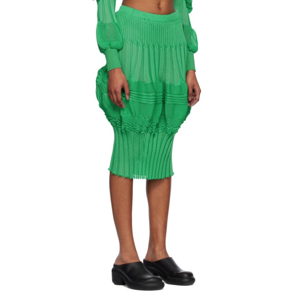  이세이 미야케 ISSEY MIYAKE Green Assemblage Midi Skirt 232809F092002