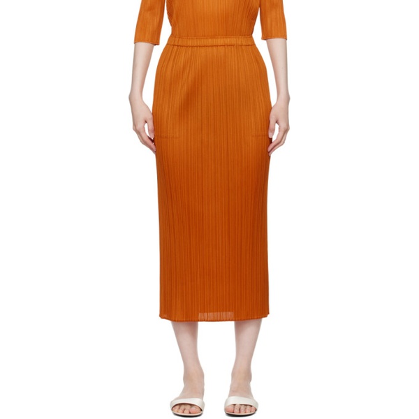  플리츠 플리즈 이세이 미야케 PLEATS PLEASE 이세이 미야케 ISSEY MIYAKE Orange Monthly Colors April Midi Skirt 242941F092005
