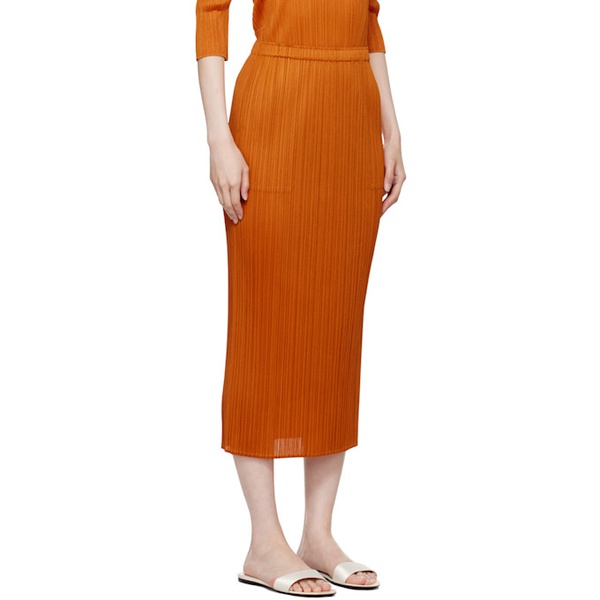  플리츠 플리즈 이세이 미야케 PLEATS PLEASE 이세이 미야케 ISSEY MIYAKE Orange Monthly Colors April Midi Skirt 242941F092005