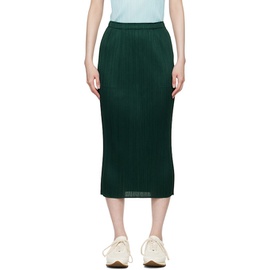플리츠 플리즈 이세이 미야케 PLEATS PLEASE 이세이 미야케 ISSEY MIYAKE Green New Colorful Basics 3 Midi Skirt 242941F092004